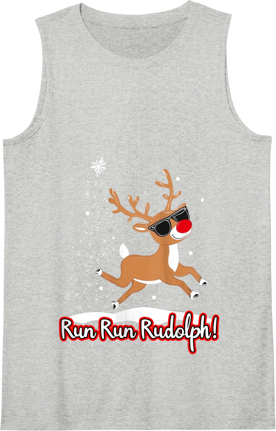 Run Rudolph Funny Cute Reindeer Runner Christmas Running Tank Top - Heather Grey
