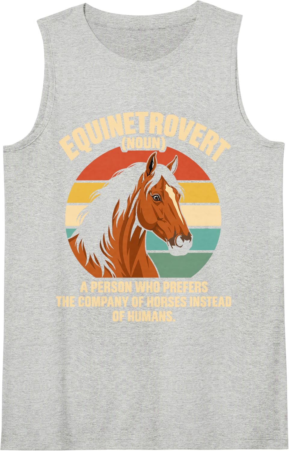 Equinetrovert Horse Lover Introvert Equestrian Humor Sleeveless Tank Top - Heather Grey