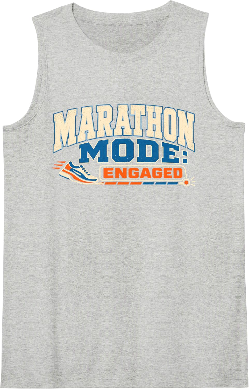 Marathon Mode Engaged Runners Marathon Training Running Sleeveless Tank Top - Heather Grey