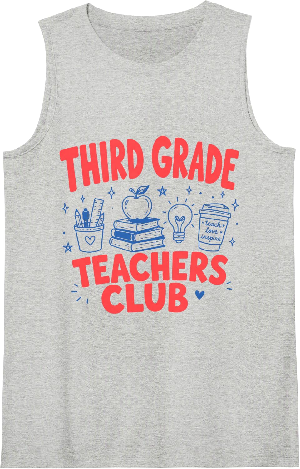 Third Grade Teachers Club Funny 3rd Grade Back to School Sleeveless Tank Top - Heather Grey