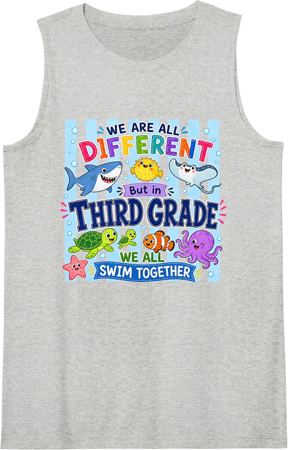 3rd Grade Team We are Different But in Third Grade Inclusive Sleeveless Tank Top - Heather Grey