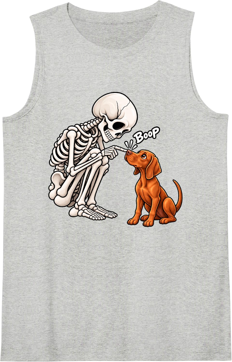 Funny Skeleton Vizsla Boop Halloween Dog Lover Mom Sleeveless Tank Top - Heather Grey