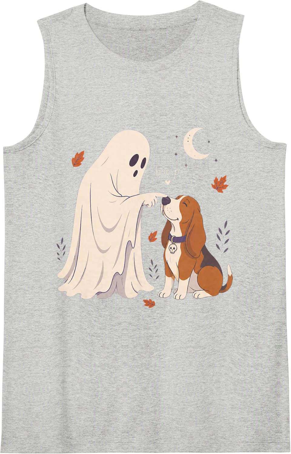 Funny Ghost Basset Hound Dog Boop Halloween Women Men Tank Top - Heather Grey