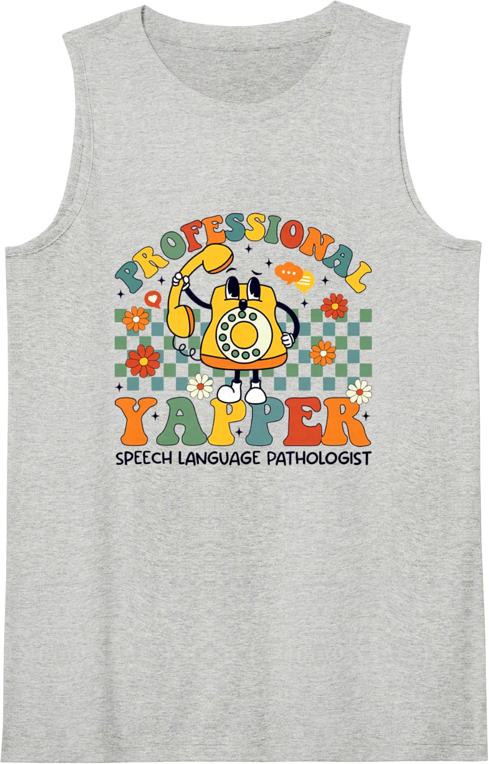 Speech Language Pathologist Retro SLP Professional Yapper Sleeveless Tank Top - Heather Grey