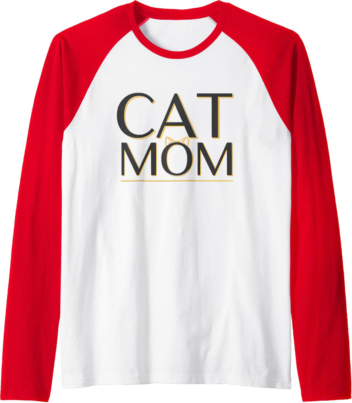 Cat Mom Mama Sweatshirt Raglan Baseball Tee - Red\/White