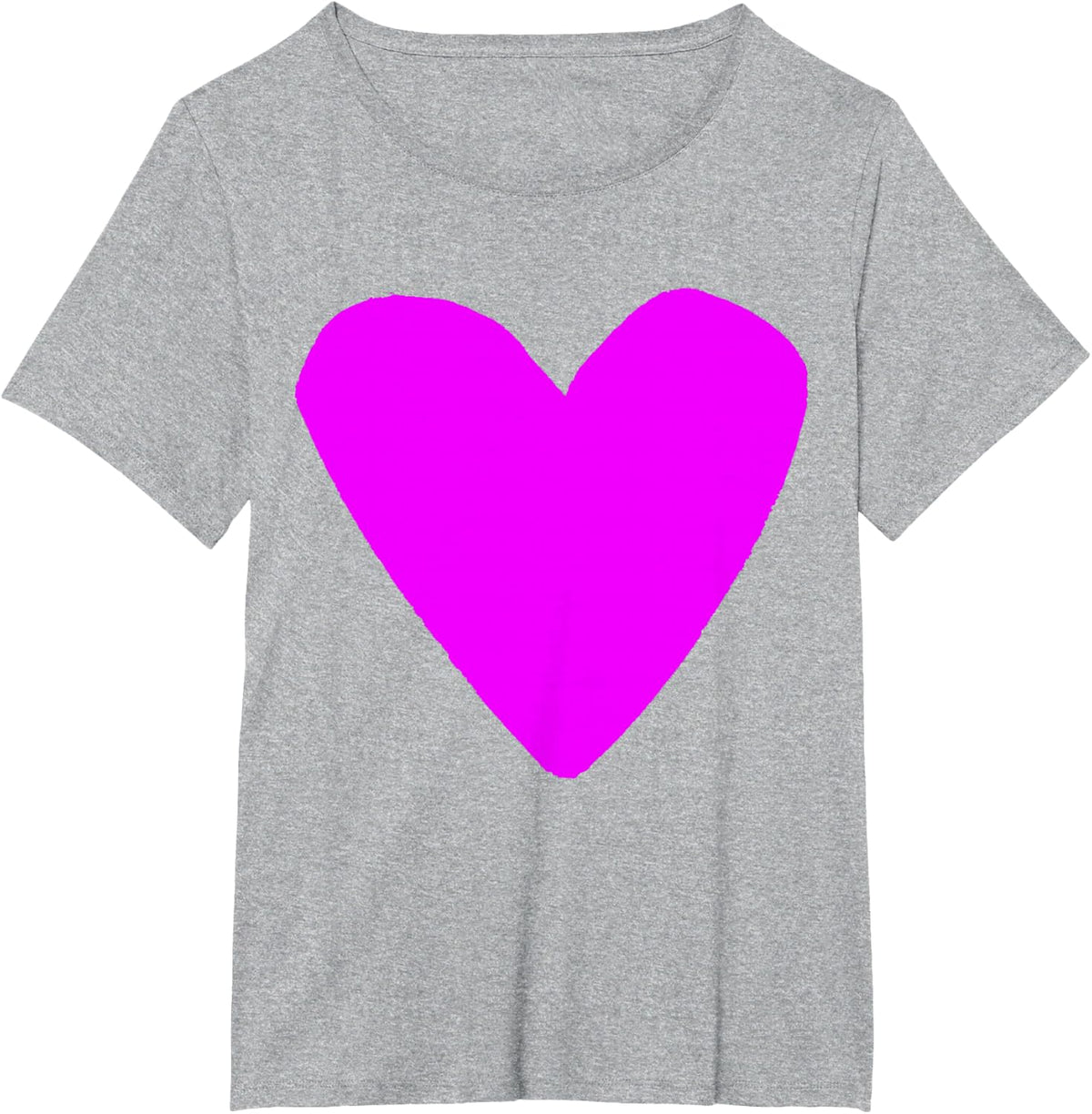 Love Heart Shape Magenta T-Shirt - Heather Grey