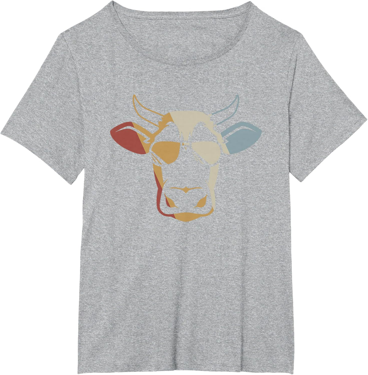 Cow Retro Style Vintage T-Shirt - Heather Grey