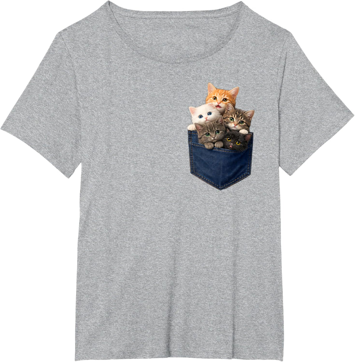 Adorable Kittens Pocket Cat Lovers Cute Animals Apparel T-Shirt - Heather Grey