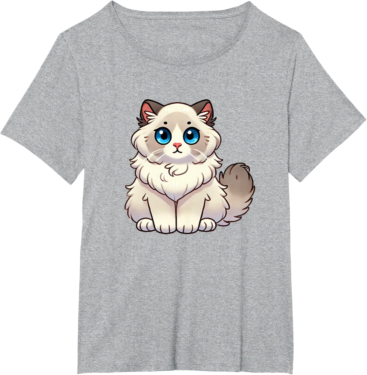 Kawaii Ragdoll Cat Fluffy Cat Lover T-Shirt - Heather Grey