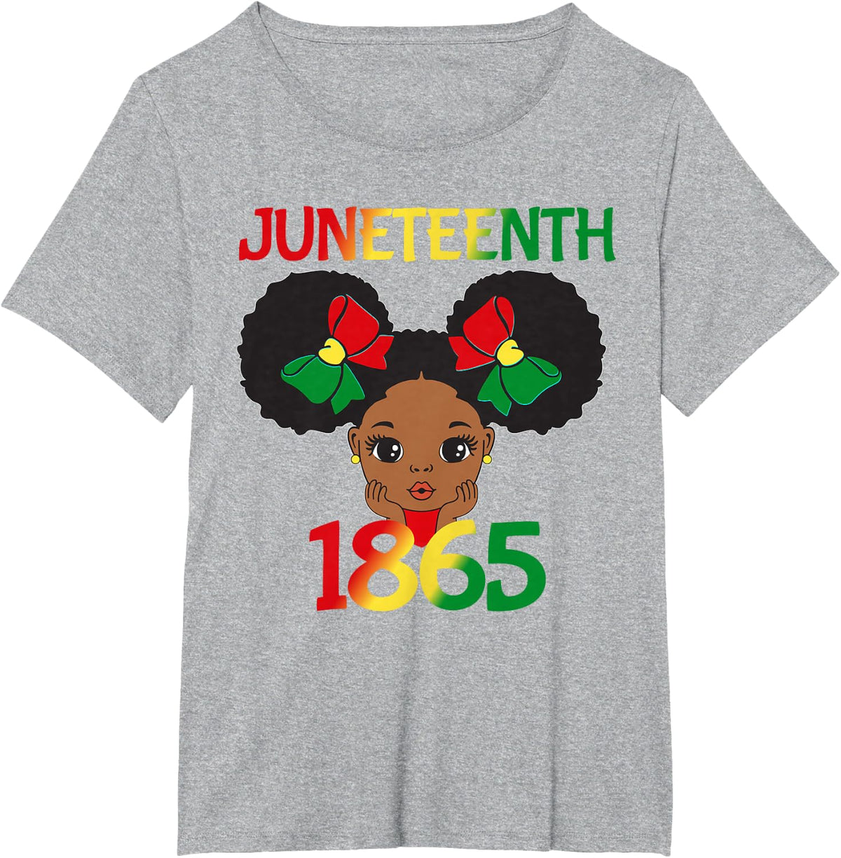 Black Girl Juneteenth 1865 Kids Toddlers Celebration T-Shirt - Heather Grey