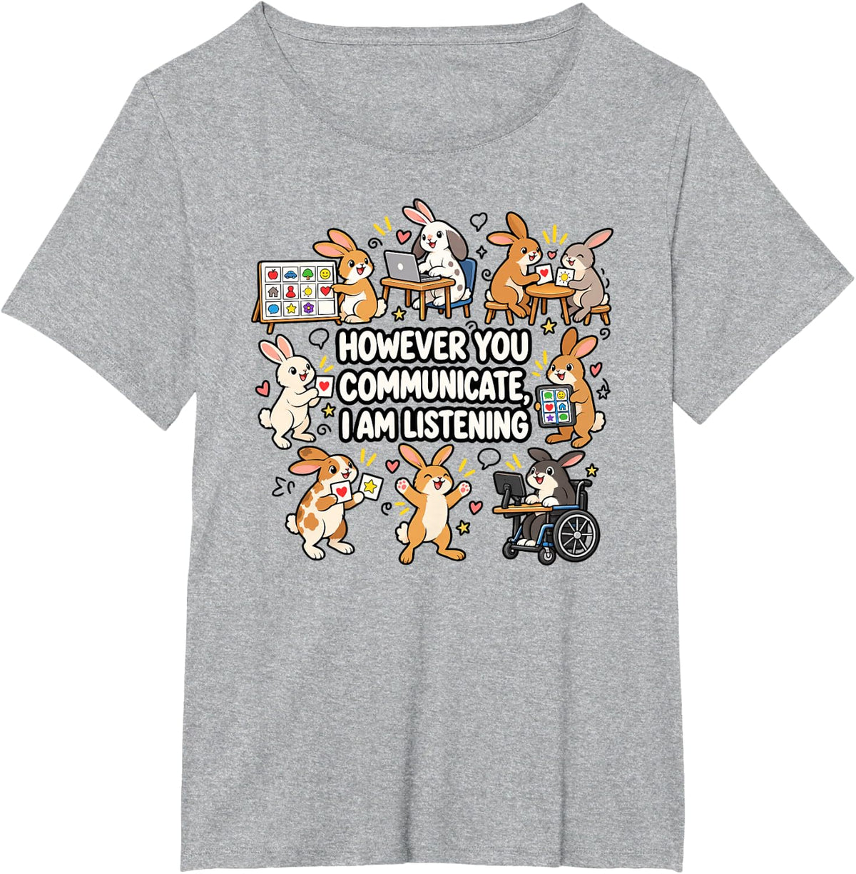 Neurodiversity Communication Listening SLP Special Education T-Shirt - Heather Grey