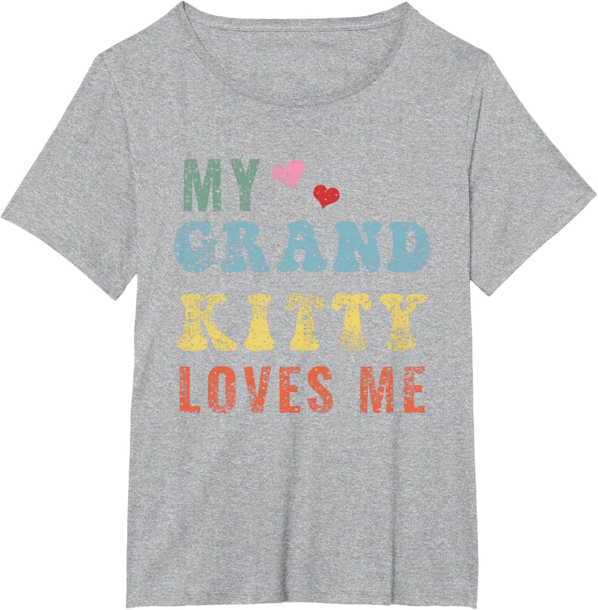 My Grandkitty Loves Me Cat Grandma Shirt Tee T-Shirt Gifts for Nana Kitty Distressed - Heather Grey