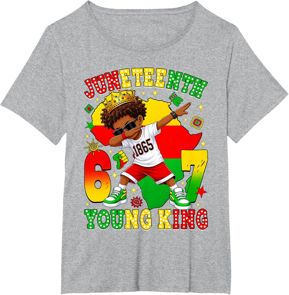 Juneteenth Young King 1865 Meme 6 7 Black Boys Kids Toddler T-Shirt - Heather Grey