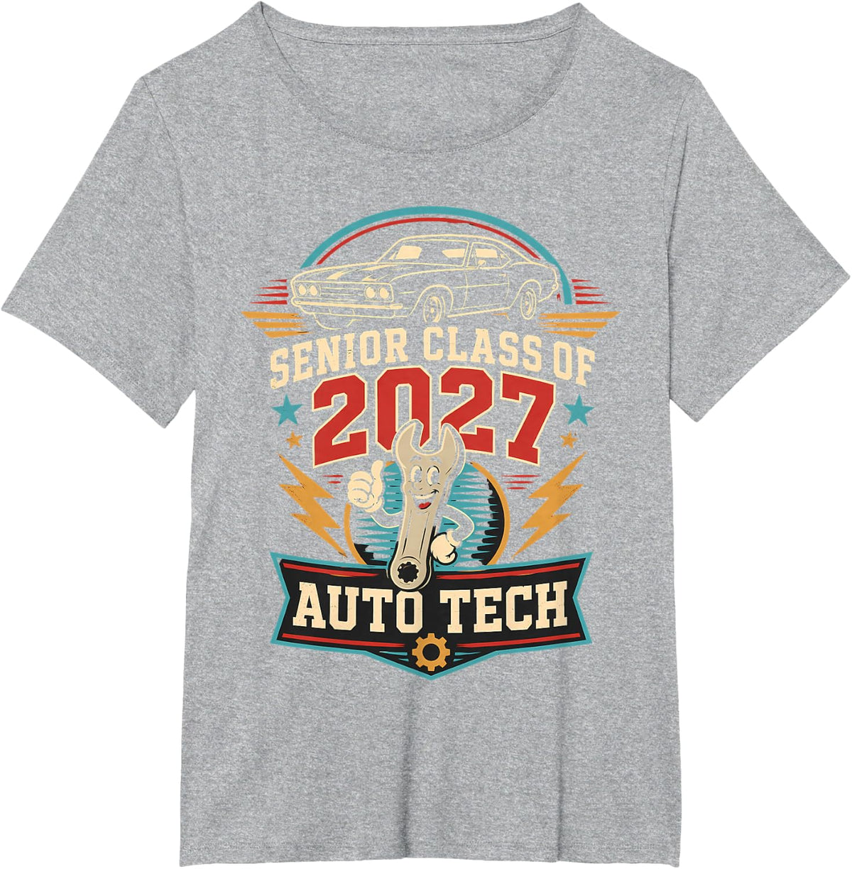 Senior 2027 Class of 2027 Auto Tech Mechanic Student T-Shirt - Heather Grey