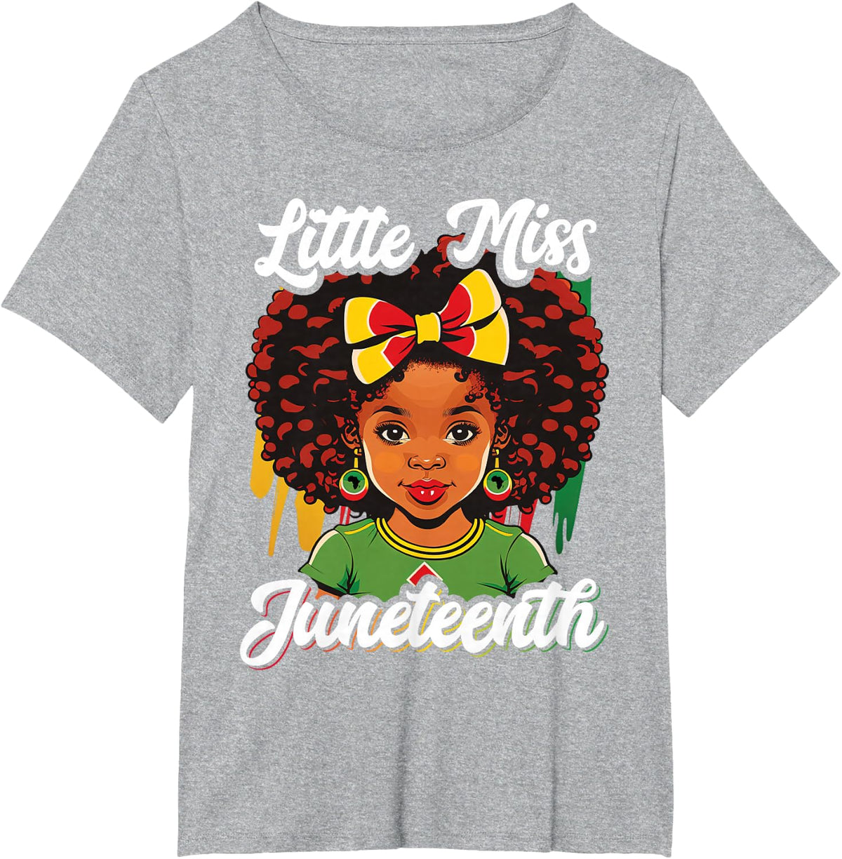 Kids Little Miss Juneteenth Shirt Girl Toddler Black History T-Shirt - Heather Grey