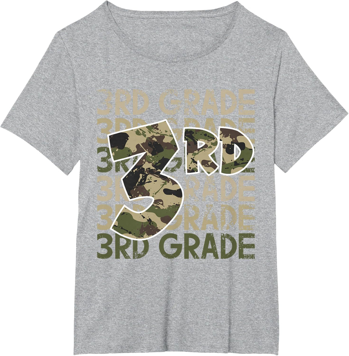3rd Grade Camo Third Grader Student Teacher School T-Shirt - Heather Grey