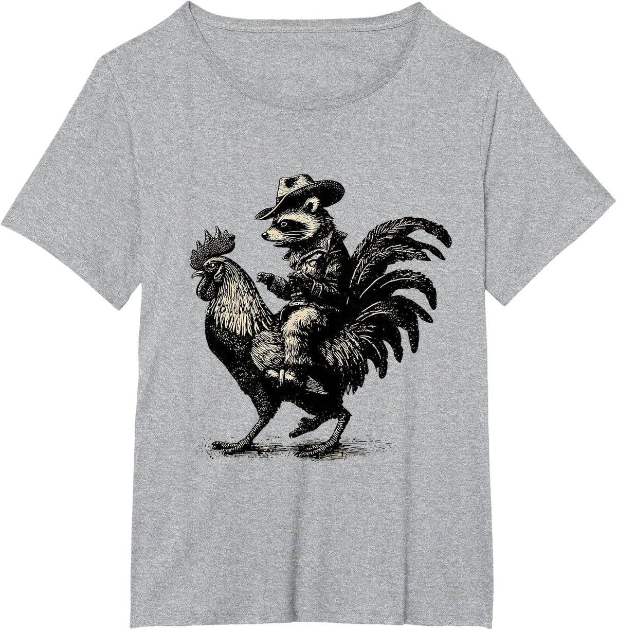 Country Cowboy Raccoon Trash Panda Cowgirl Western Texax T-Shirt - Heather Grey