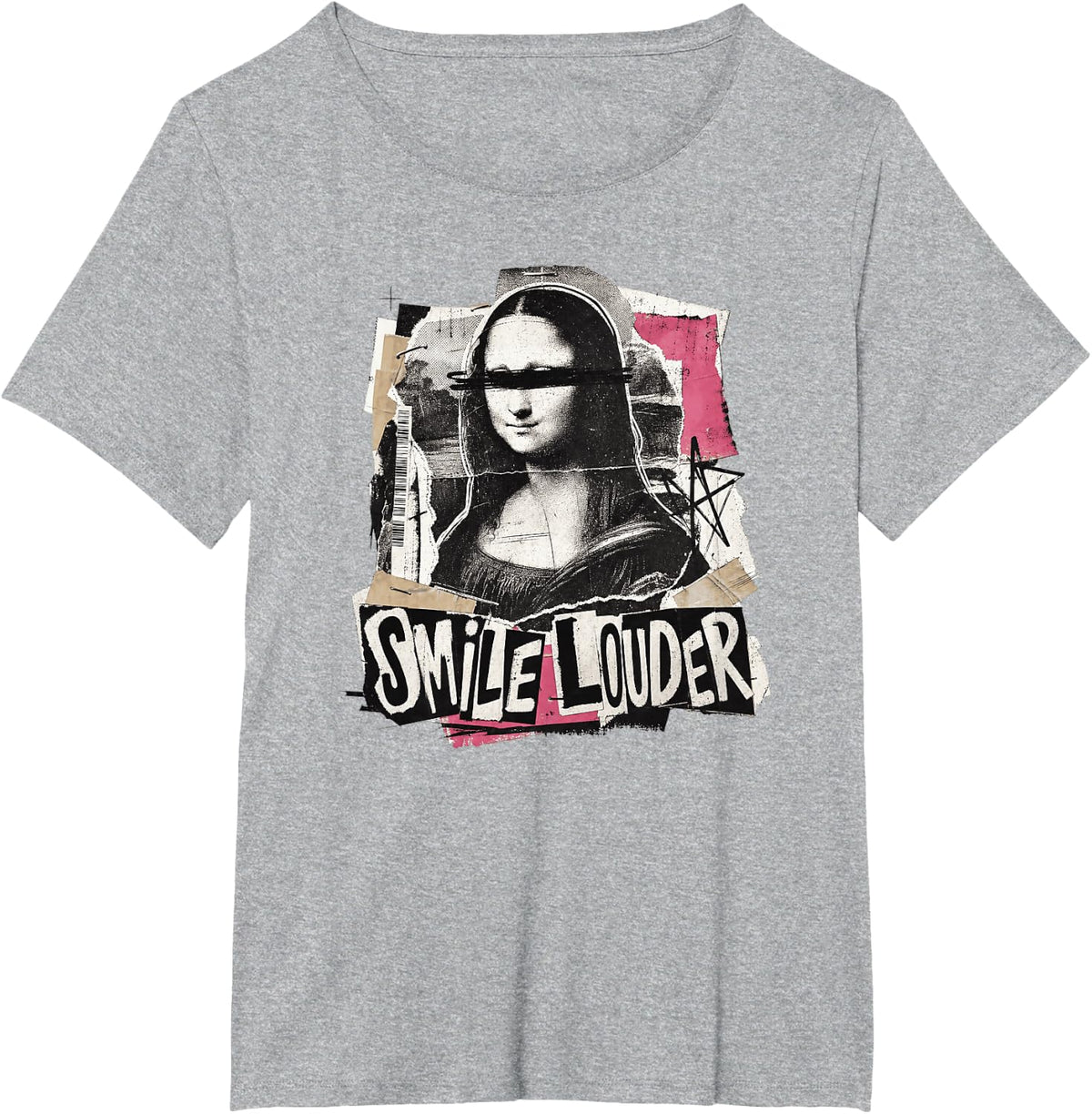 Smile Louder Mona Y2K Aesthetic Streetwear Art Men Women T-Shirt - Heather Grey