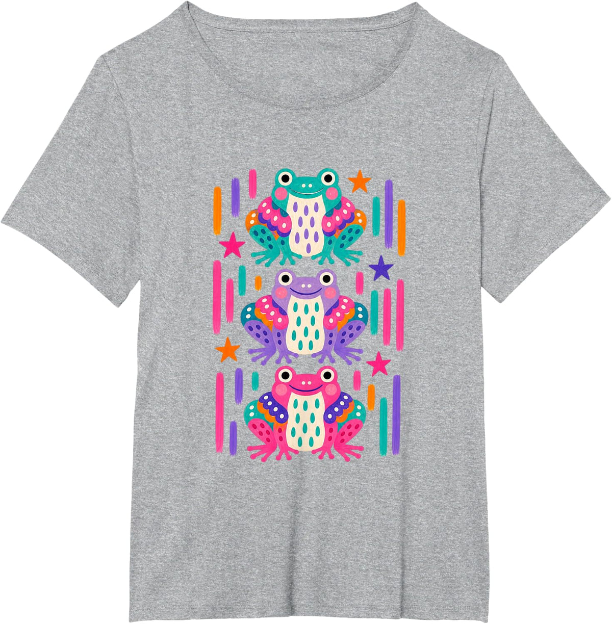 Kawaii Retro Stars T-Shirt - Heather Grey