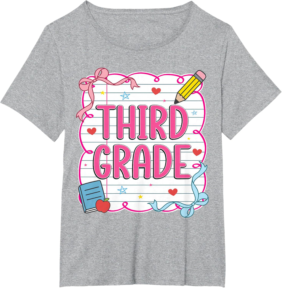 Third Grade Back to School Preppy 3rd Grade Teacher Kids T-Shirt - Heather Grey