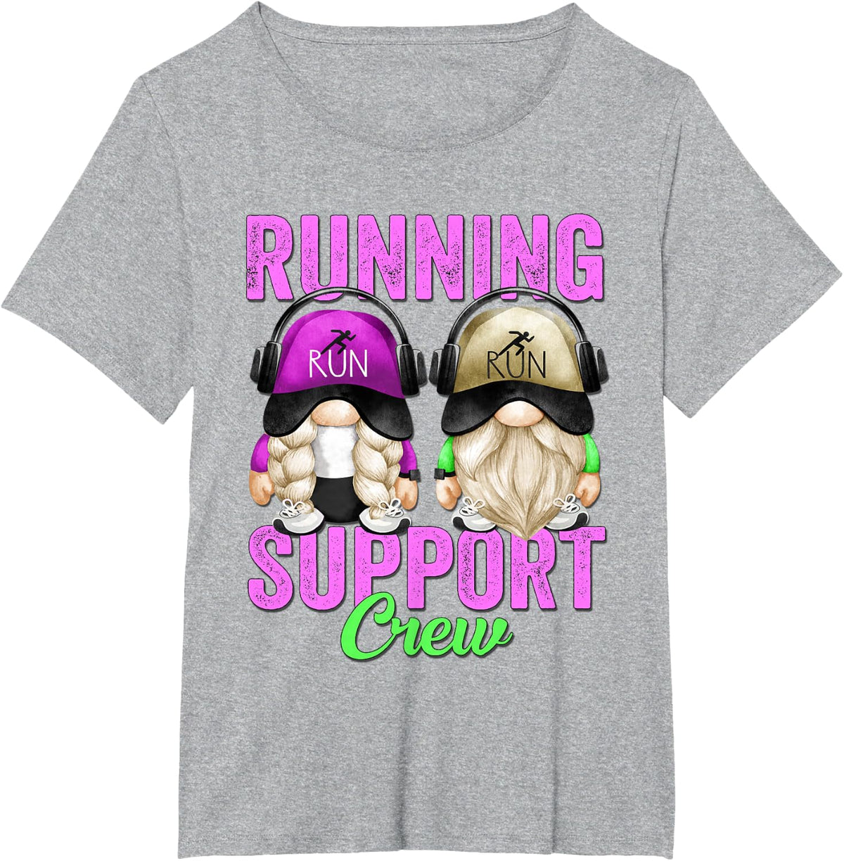 Funny Marathon Runner Gnome For Teacher Running Support Crew T-Shirt - Heather Grey