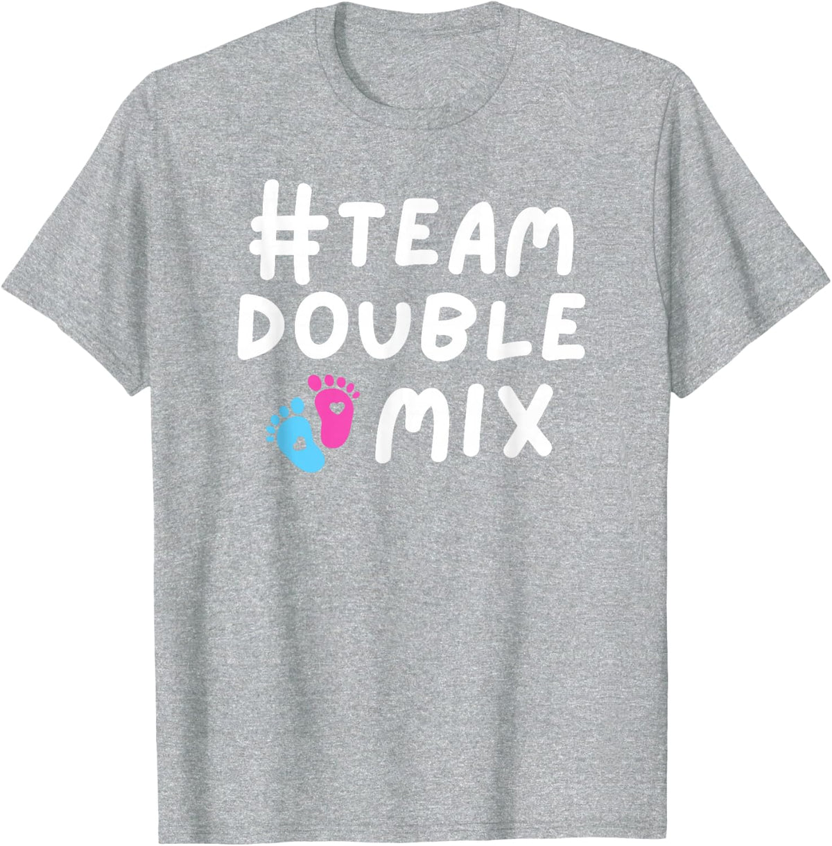 Team Double Mix Twins Pregnancy Gender Reveal Baby Girl Boy T-Shirt - Heather Grey