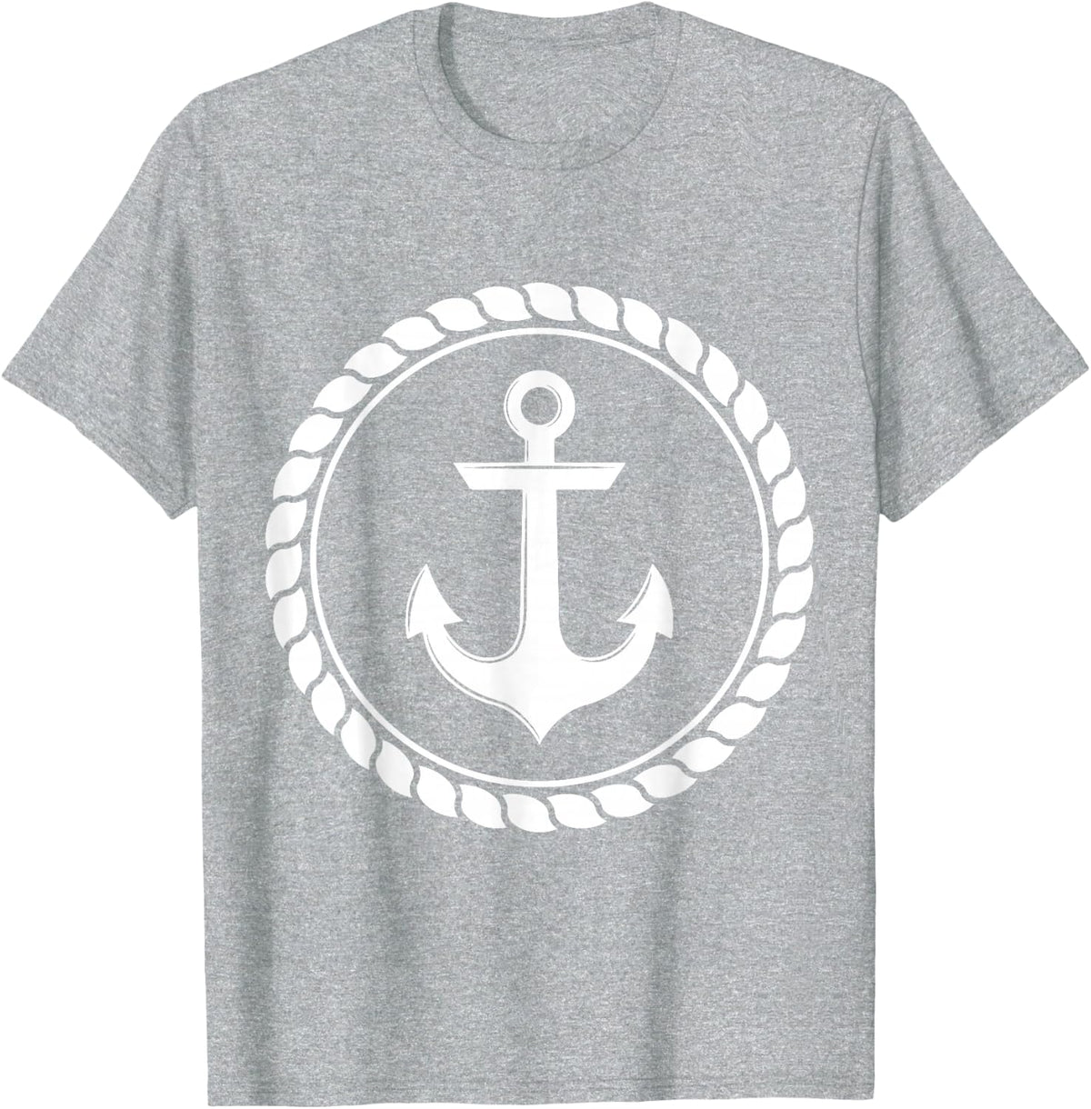 Nautical Anchor Stripe Rope Tees T Shirts For Men Women Boating Shirt - Heather Grey