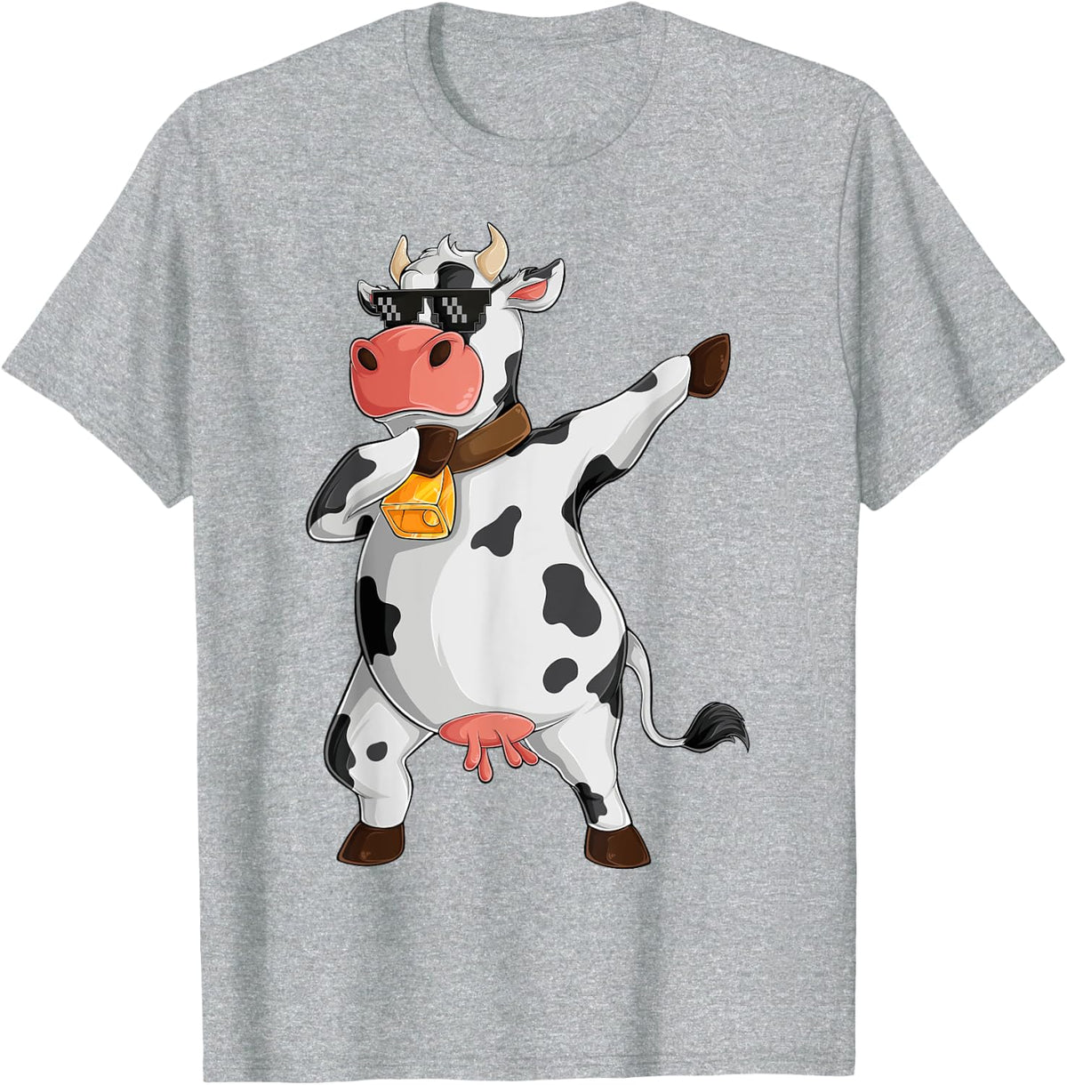 Funny Dabbing Cow Lover Farming Cow Girl Women Boy Men Kids T-Shirt Small - Heather Grey