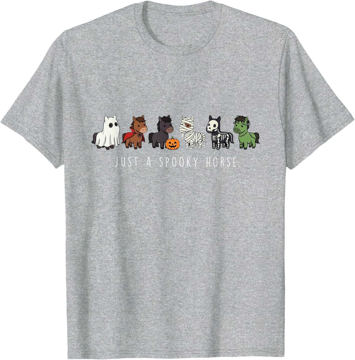 Just A Spooky Horse Ghost Halloween Cute Funny Horse Lover T-Shirt - Heather Grey