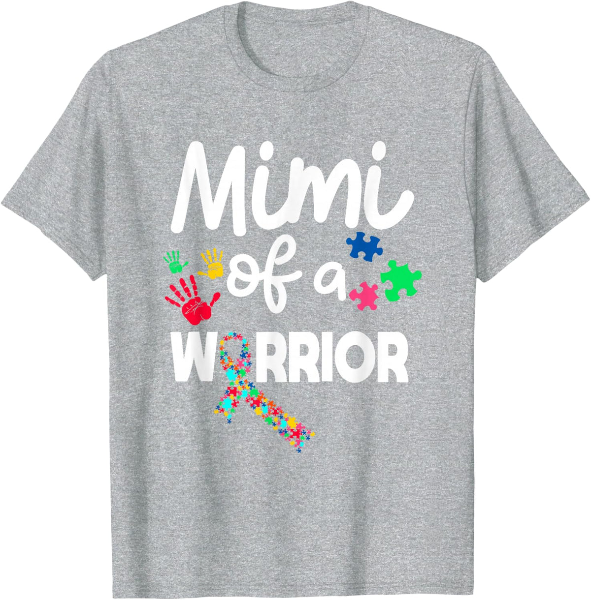 Mimi Of A Warrior Autism Awareness Autistic Autism Moms T-Shirt - Heather Grey