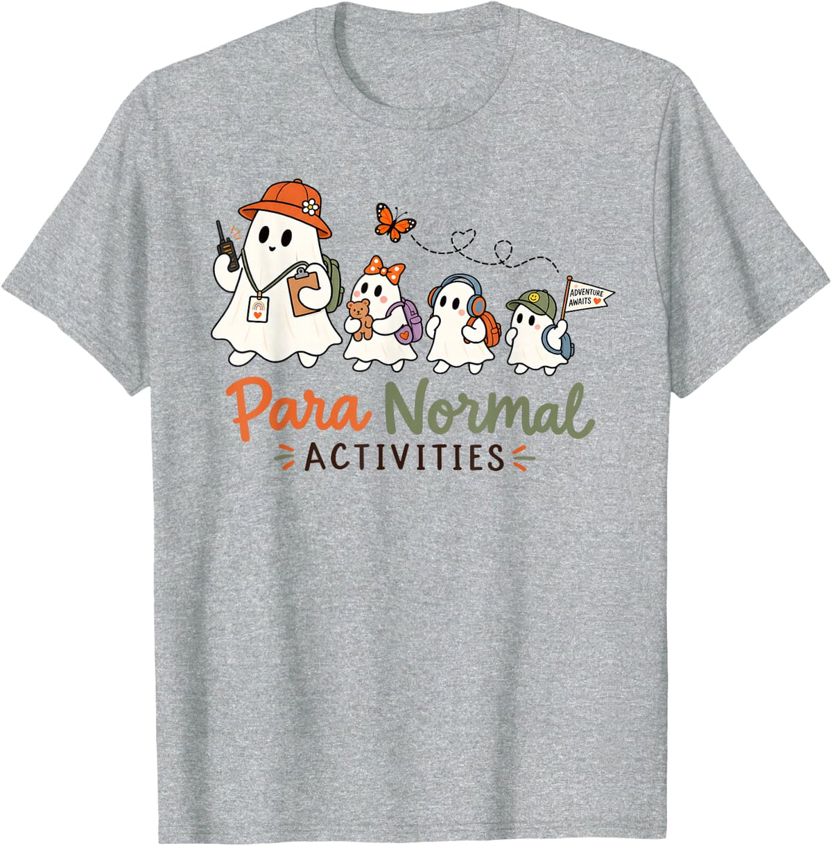 para Normal Activities Cute Ghost SPED Teachers Fall Vibes T-Shirt - Heather Grey