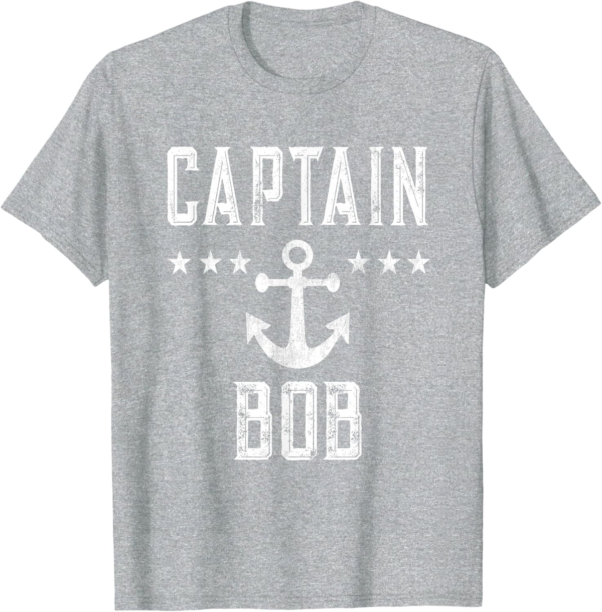 Captain Bob Anchor Nautical Name Design Vintage T-Shirt - Heather Grey