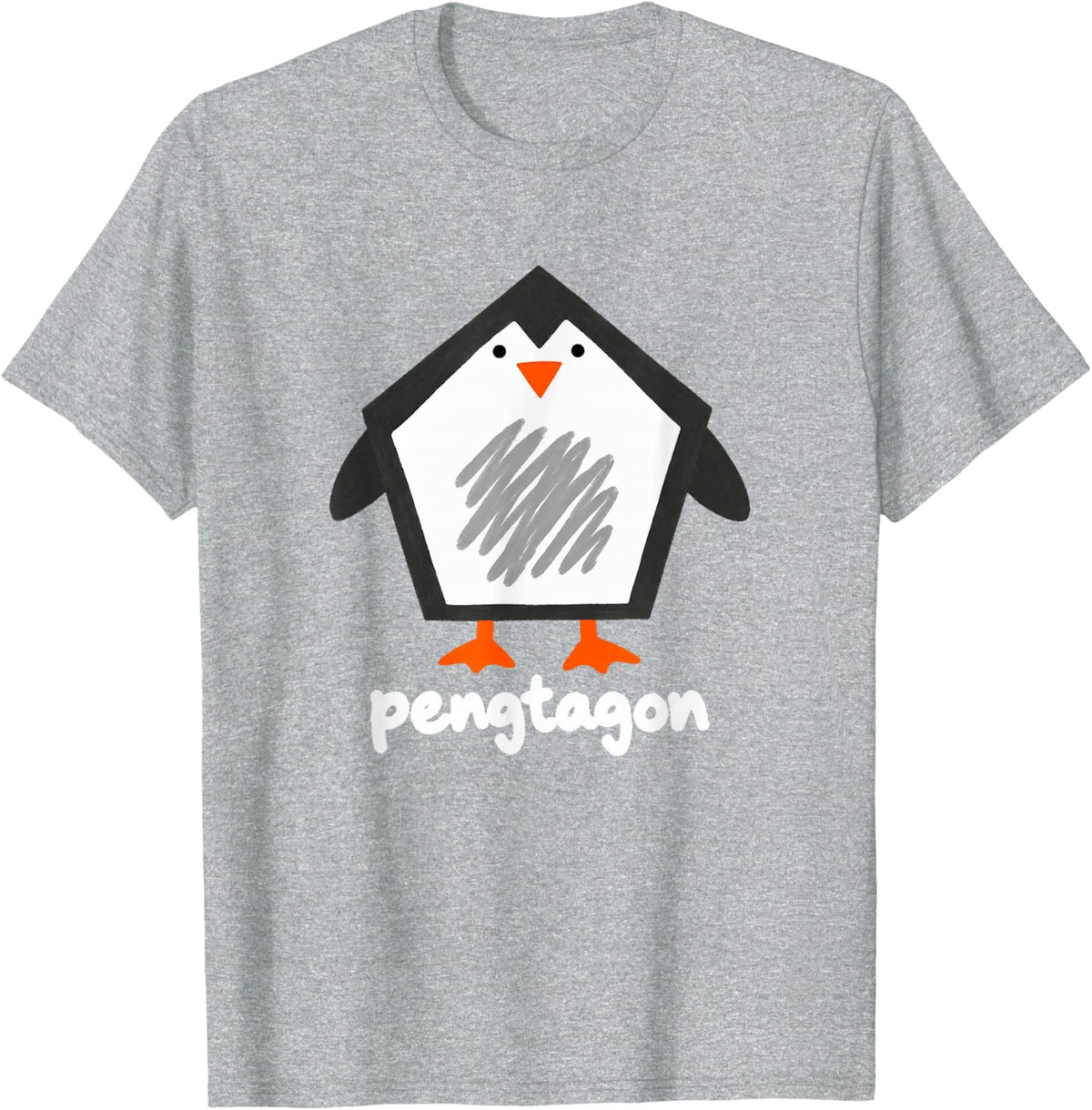 Pengtagon Funny Penguin Pentagon Geometry Math Pun T-Shirt - Heather Grey