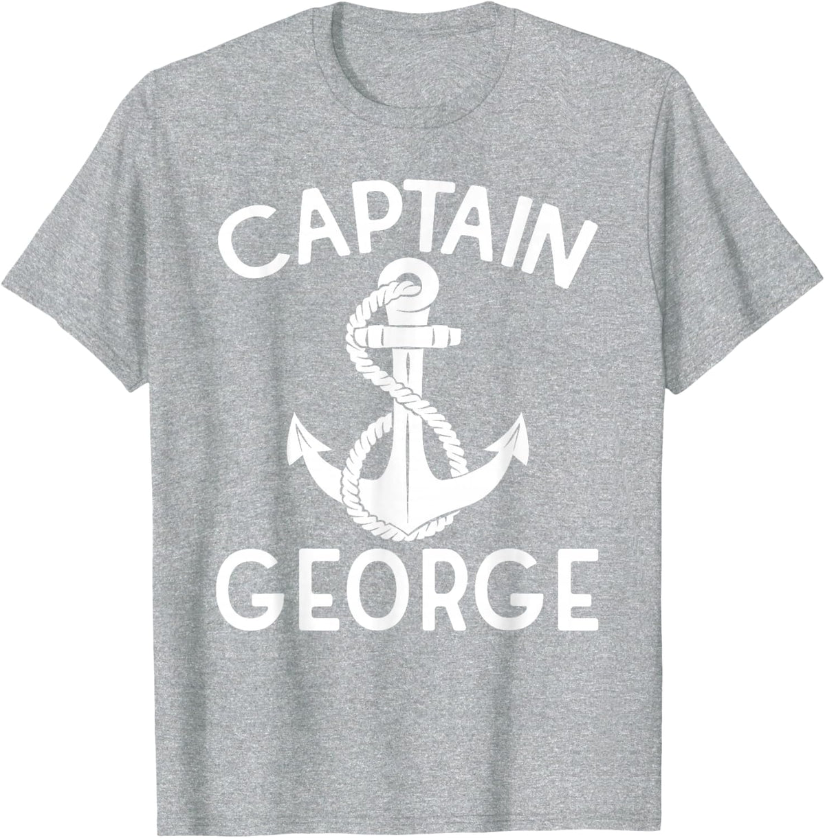Captain George Boating Yacht Boat Ship Anchor T-Shirt - Heather Grey