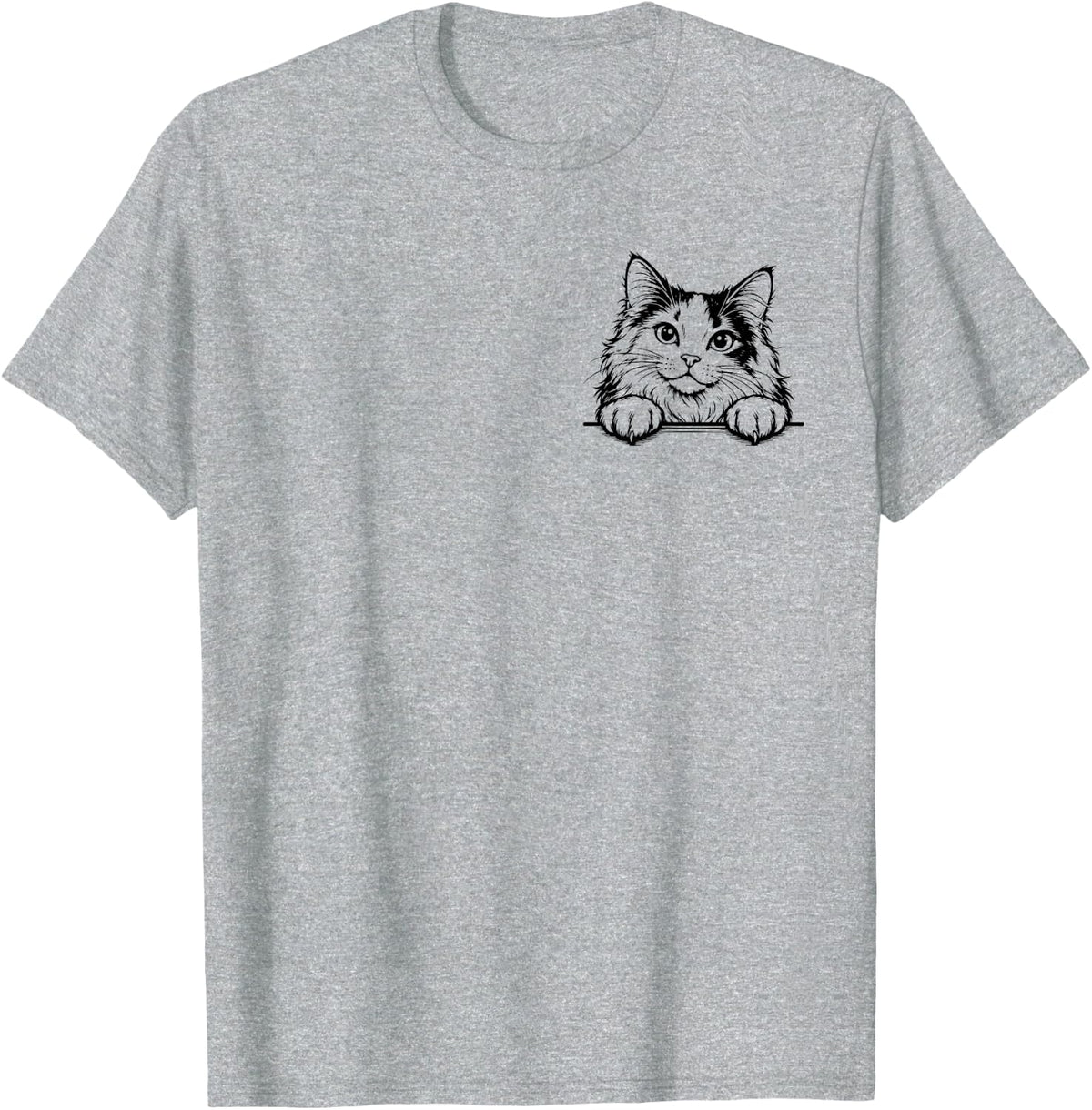 Aegean Cat Mom Dad Line Drawing Kitten T-Shirt - Heather Grey