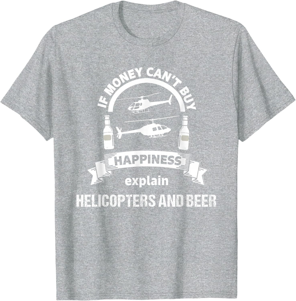 Funny Helicopter Pilot Beer Aviation Flyer Lover Flying Gift T-Shirt - Heather Grey
