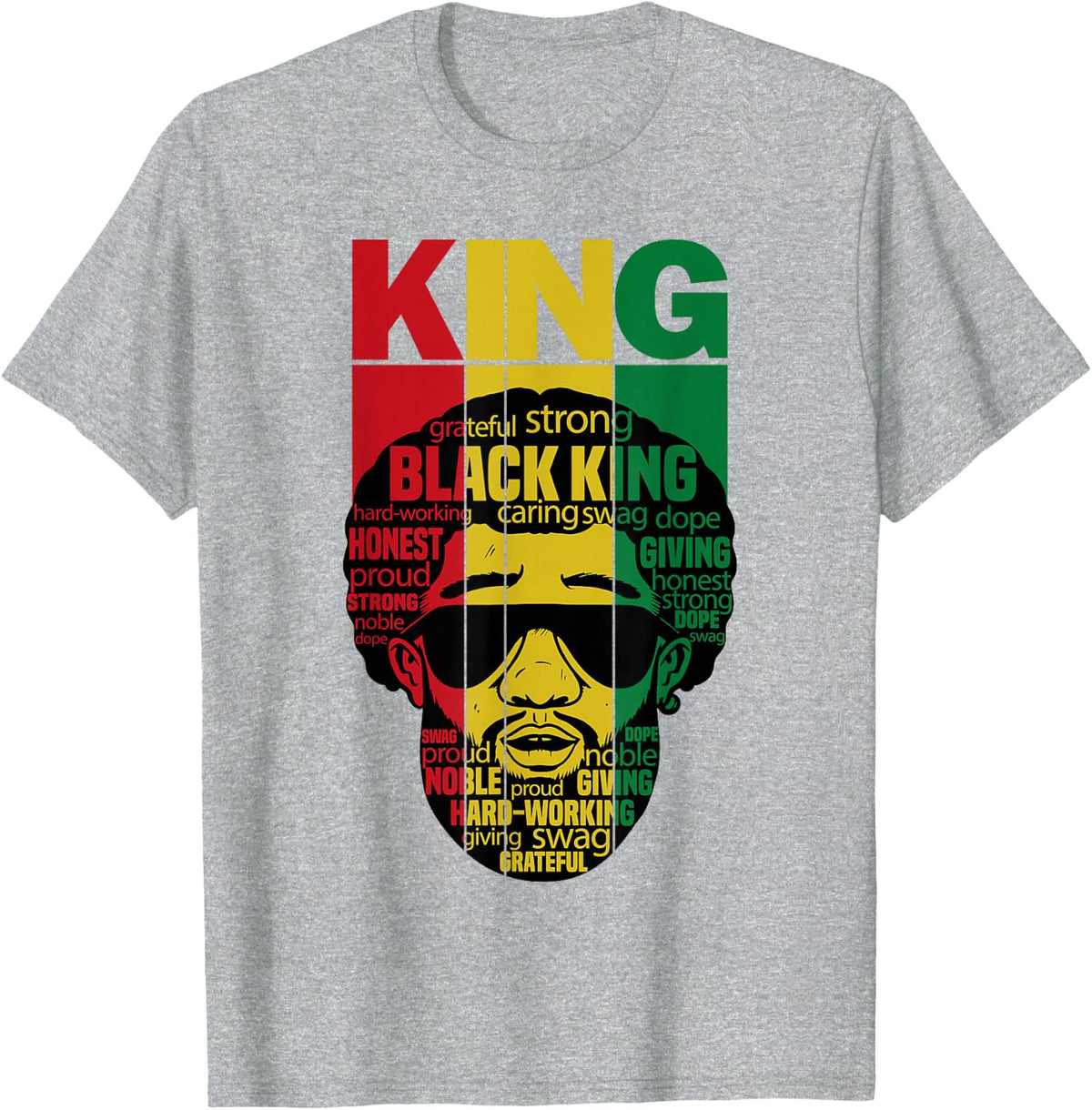 Strong Melanin Father African American Black King Dad T-Shirt - Heather Grey
