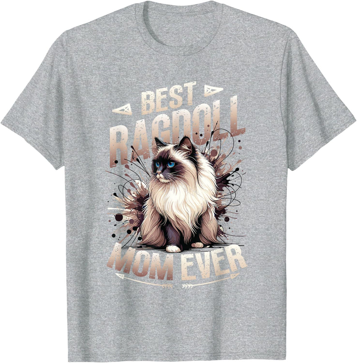 Ragdoll Cat Mom Kitten Themed Cat Lover Meow Ragdoll T-Shirt - Heather Grey
