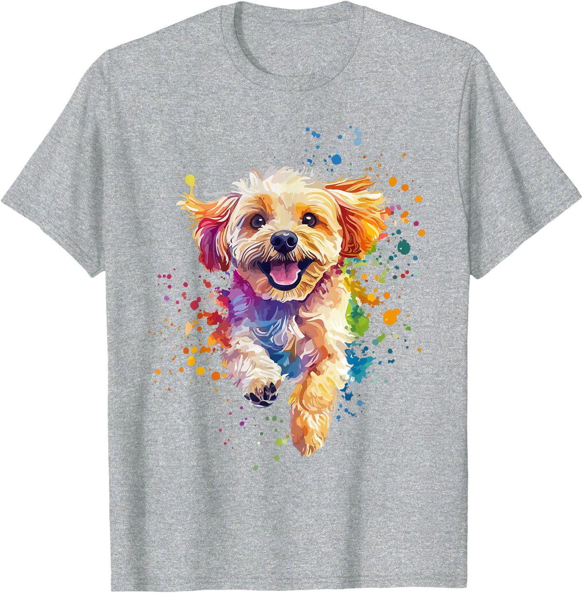 Cavapoo Lover Colorful Splash Art Cavapoo T-Shirt - Heather Grey