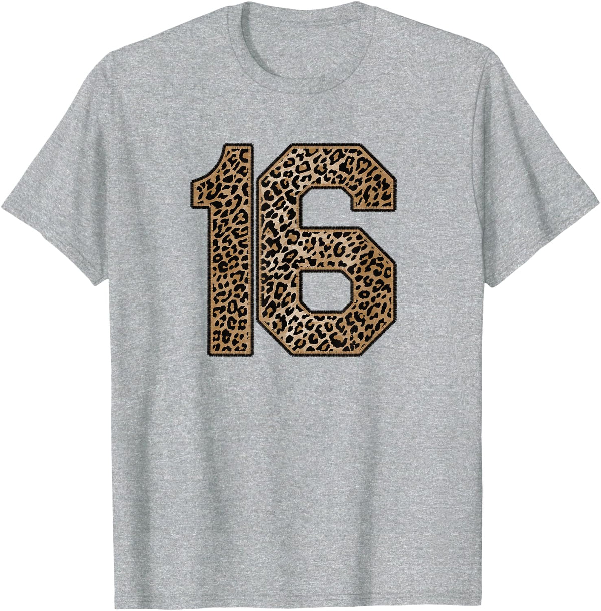 Leopard Number 16 Athlete Sports Jersey Supporter Fanwear T-Shirt - Heather Grey