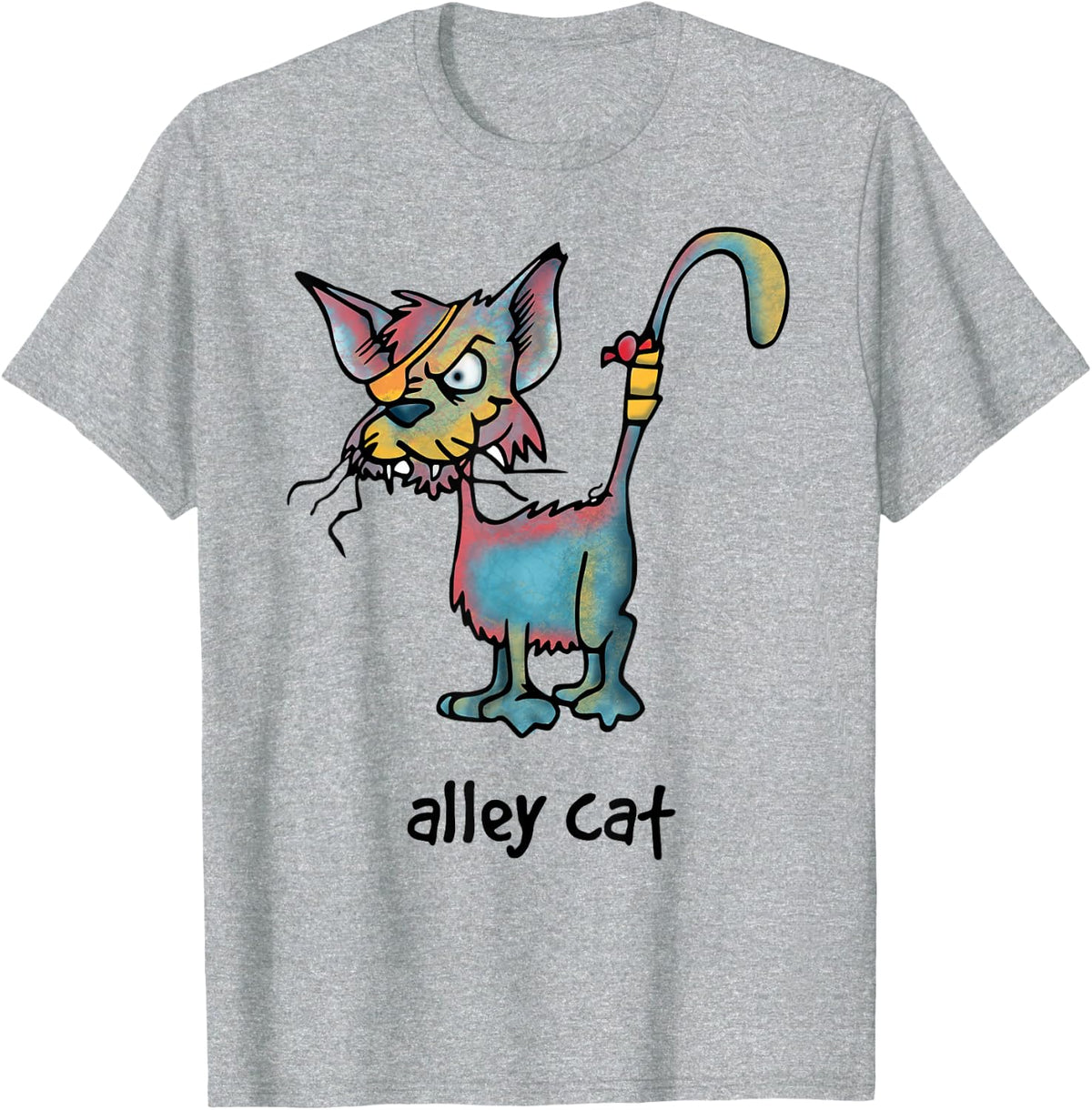 Alley cat cartoon - for cat lovers with a sense of humor T-Shirt - Heather Grey