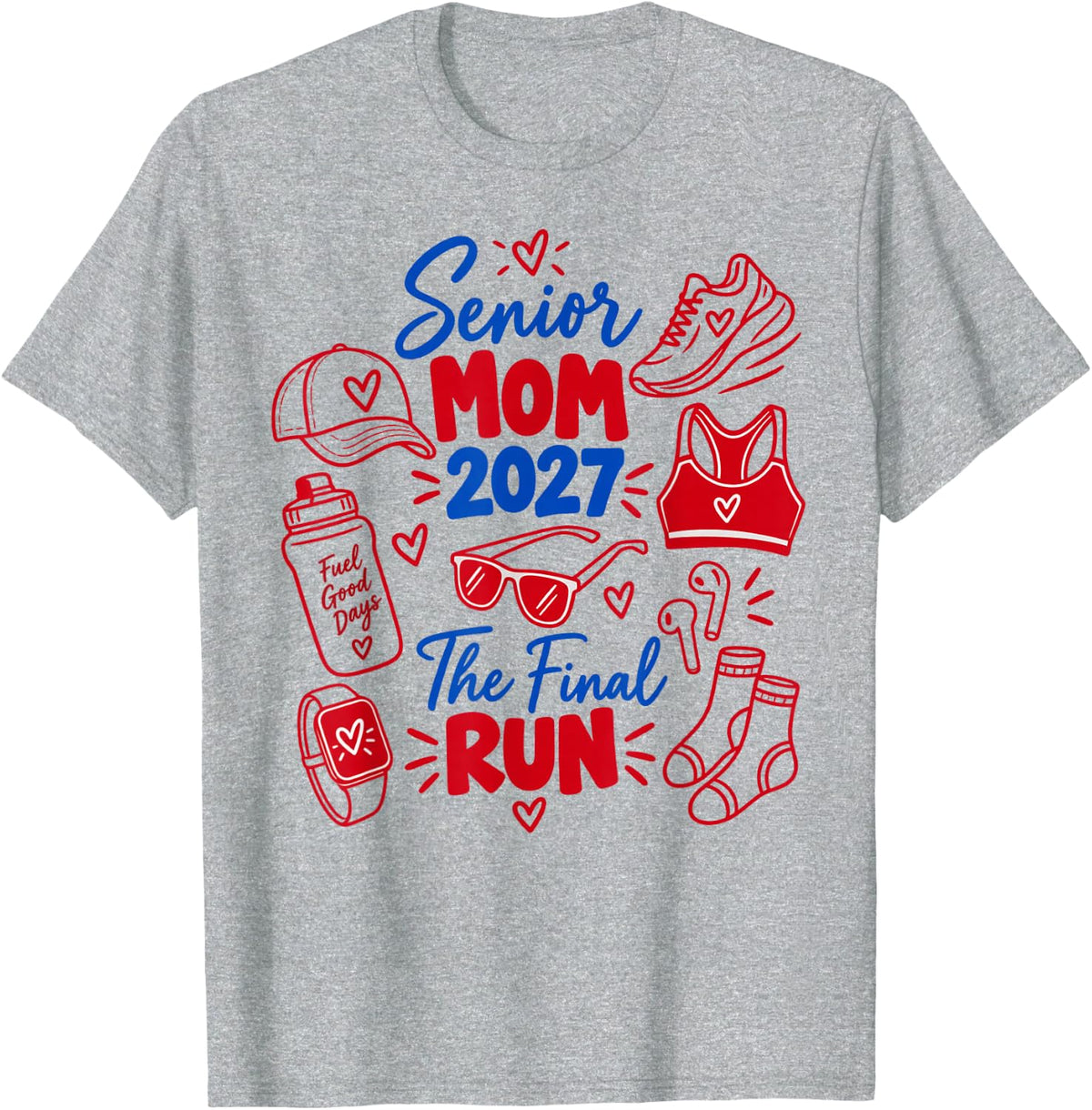 Senior Mom The Final Mile Track Groovy Field Class of 2027 T-Shirt - Heather Grey
