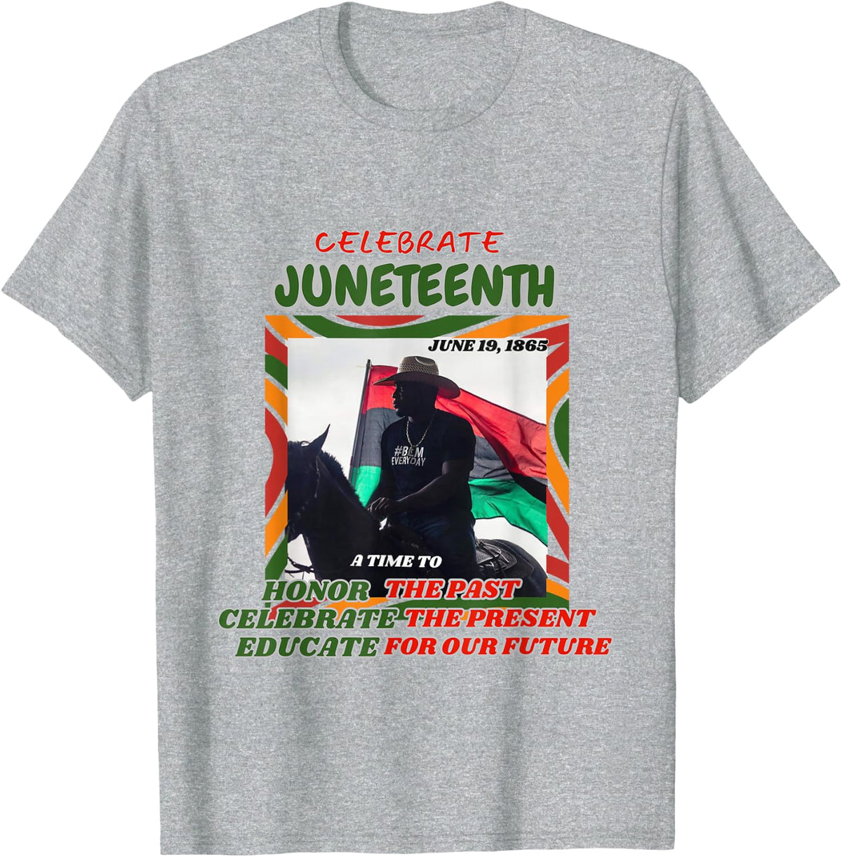 Juneteenth Freedom Cowboy T-Shirt - Heather Grey