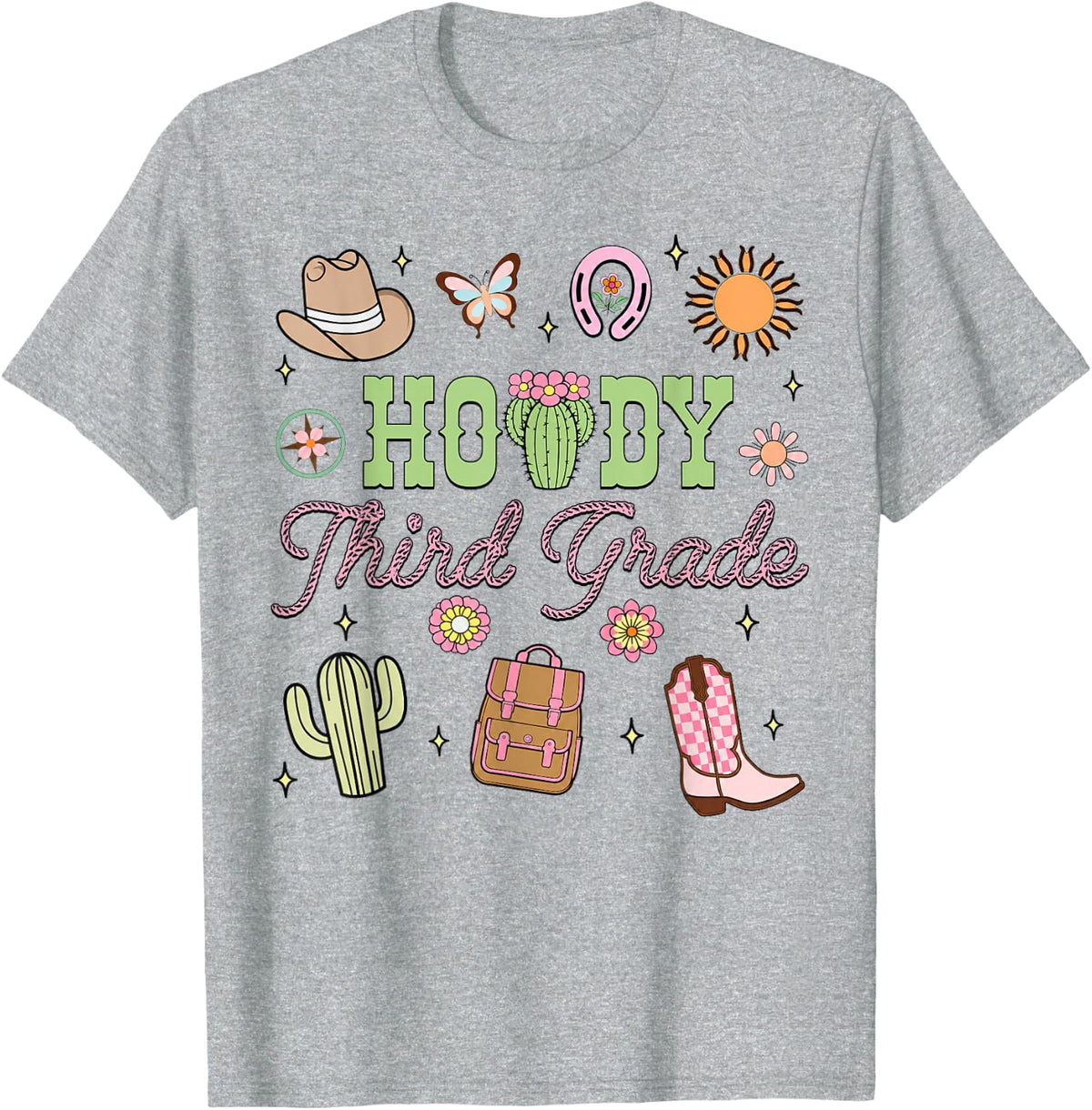 Howdy Third Grade Cowgirls 3rd Grade Teacher Back to School T-Shirt - Heather Grey