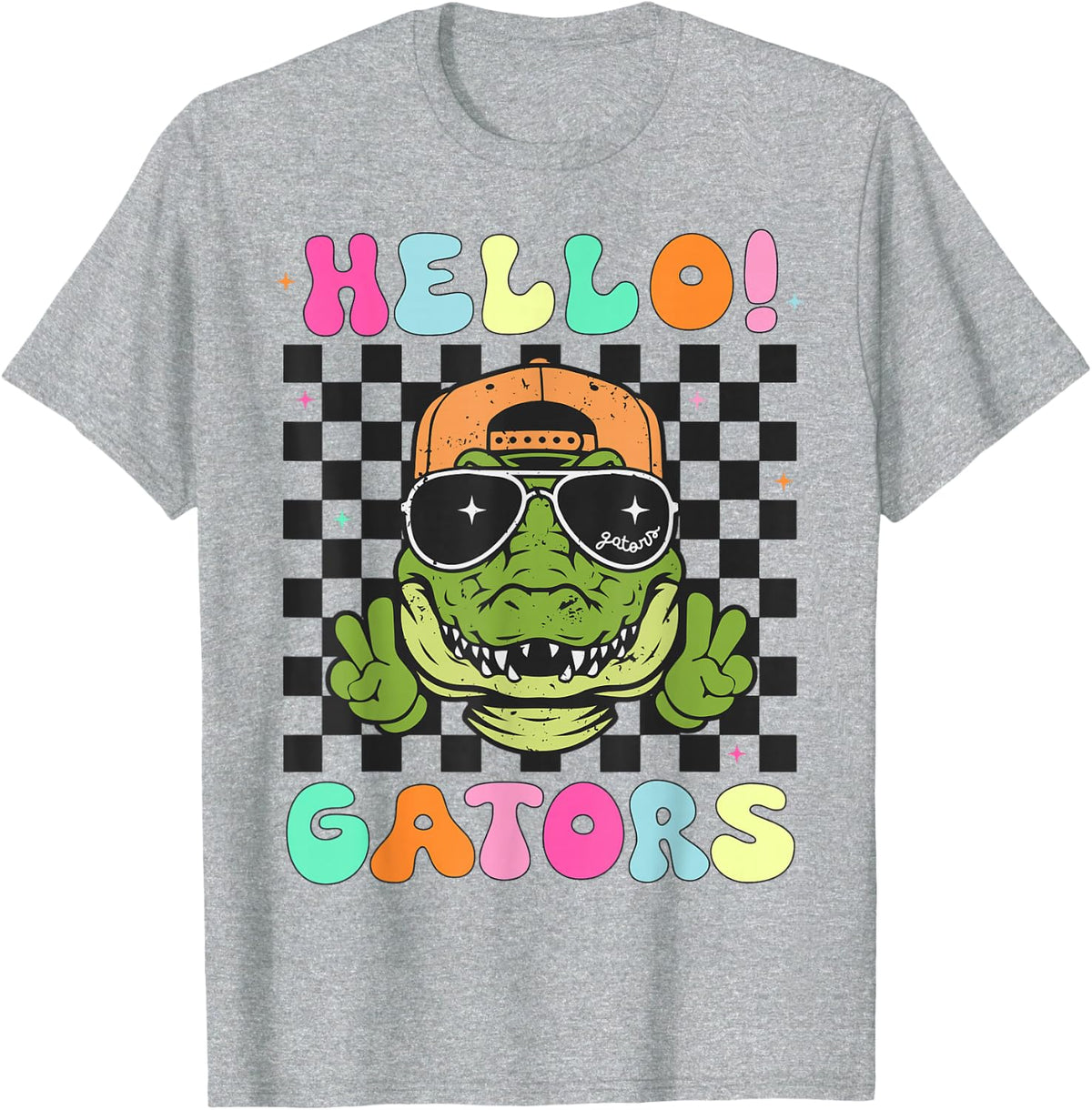 Hello First Second Third Grade Gators T-Shirt Tees for Girls Boys Kids Teachers School - Heather Grey