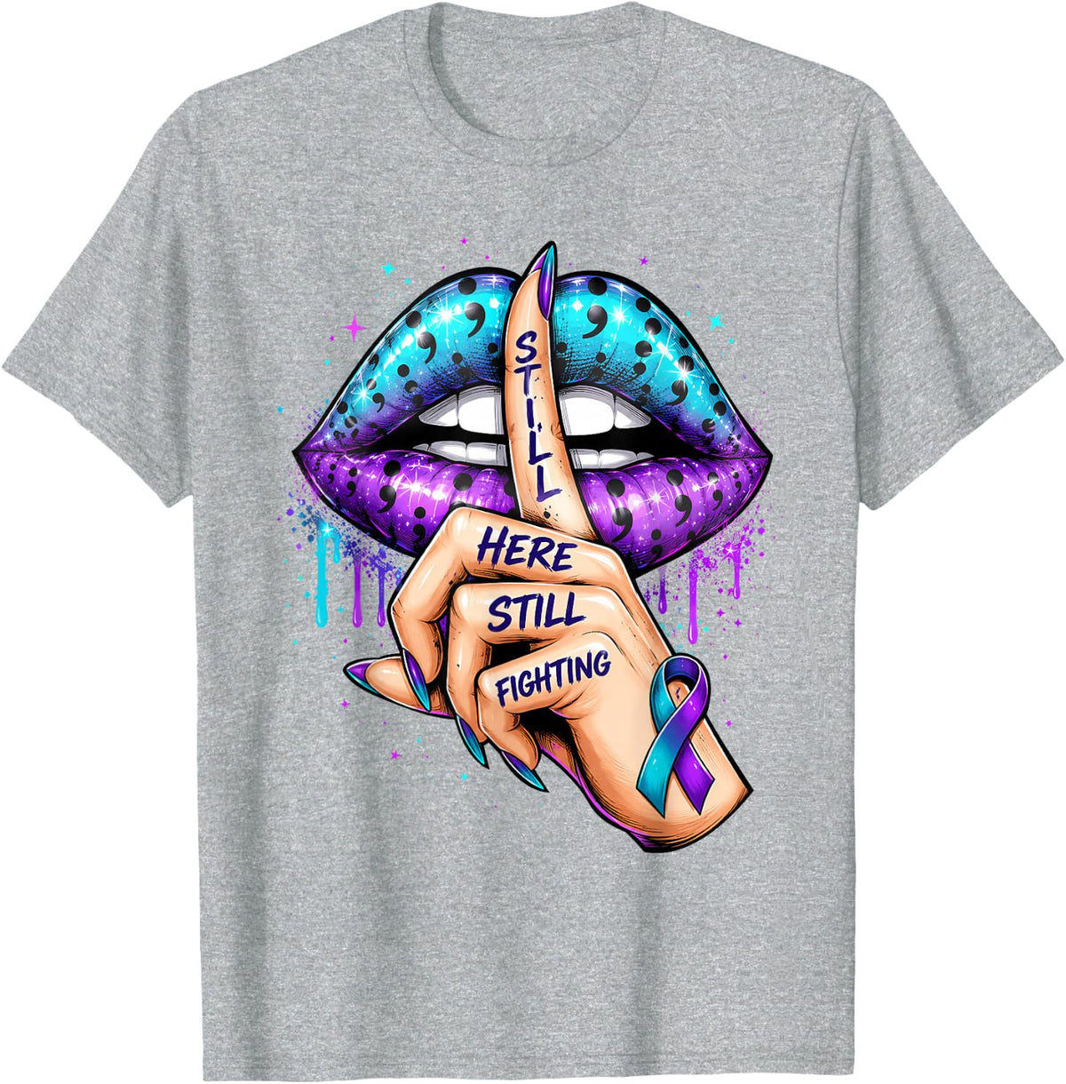Fighting Suicide Prevention Awareness Warrior Mental Health T-Shirt - Heather Grey