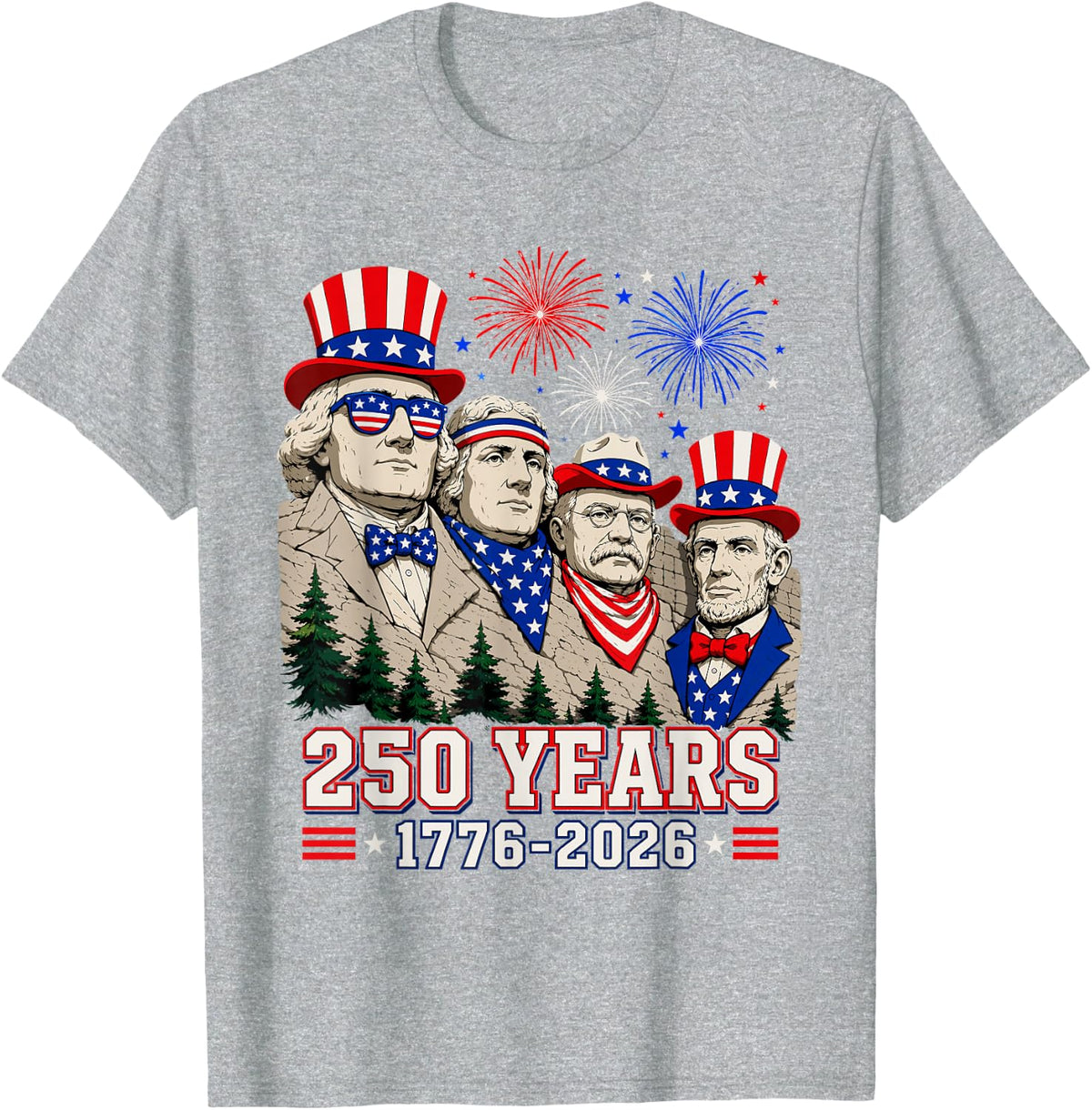 USA Flag 4th of July Independence Day Funny Patriotic T-Shirt - Heather Grey