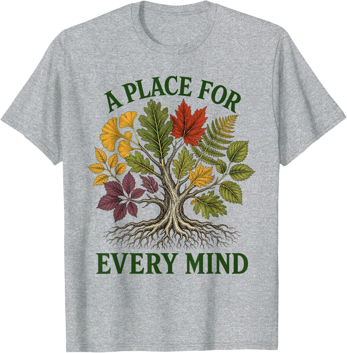 A Place for Every Mind Sped Teacher Neurodiversity T-Shirt - Heather Grey