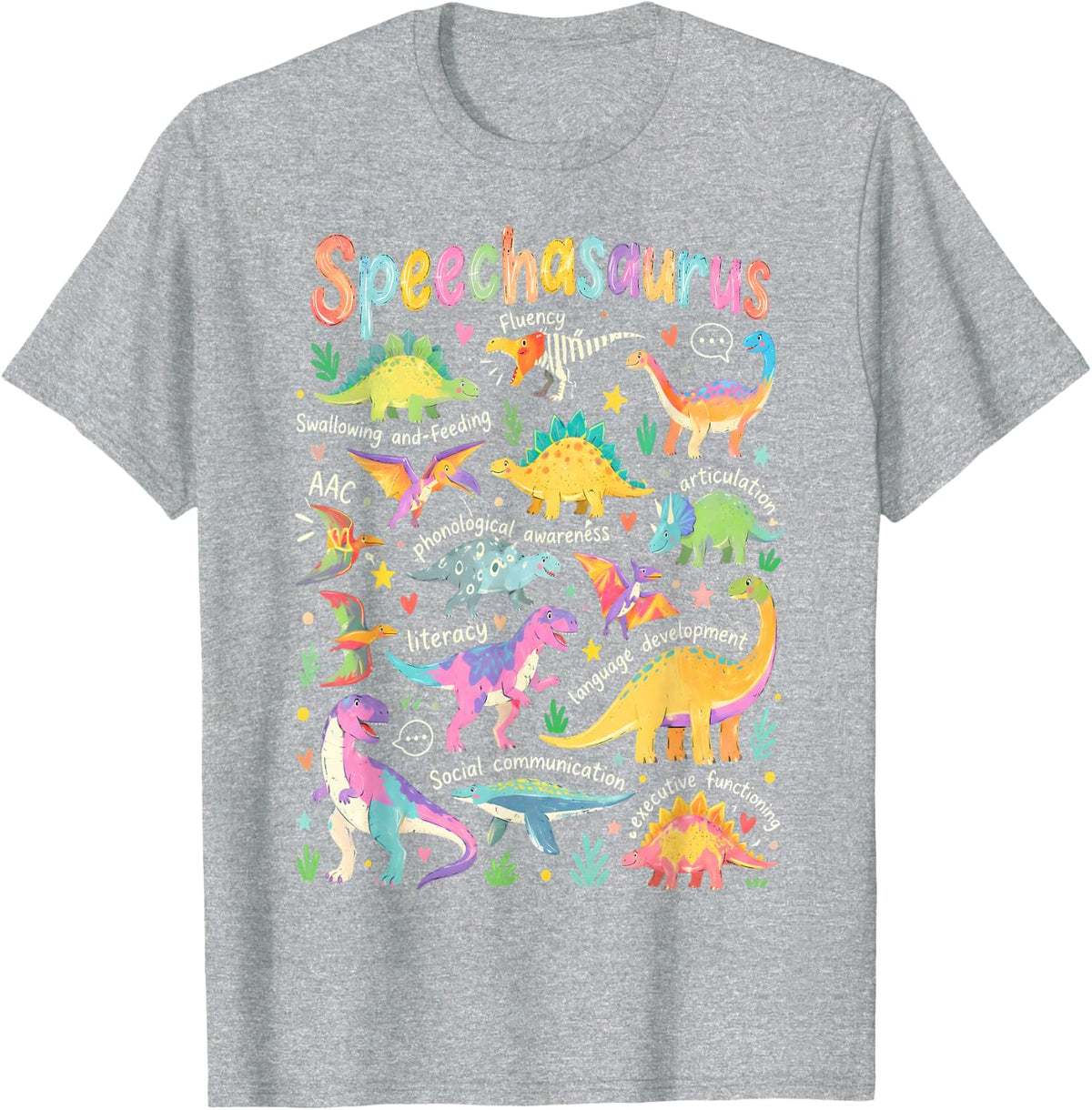Speechasaurus Dinosaur Speech Therapist SLP Speech Therapy T-Shirt - Heather Grey