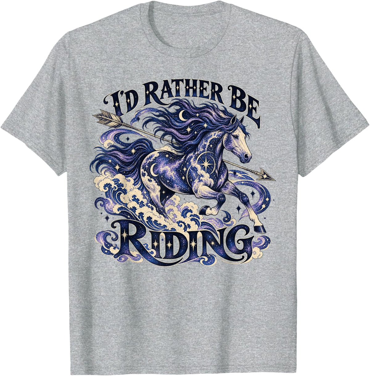 I'd Rather Be Horse Riding T-Shirt - Heather Grey
